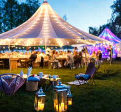 Colorful,wedding,tents,at,night.,wedding,day.